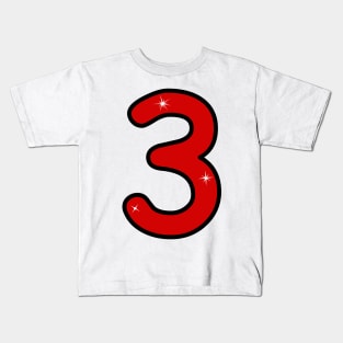 third, three, 3 years, 3 year old, date, number 3, number three,  3st birthday gift, 3st birthday design, anniversary, birthday, anniversary, Numeral 3, Kids T-Shirt